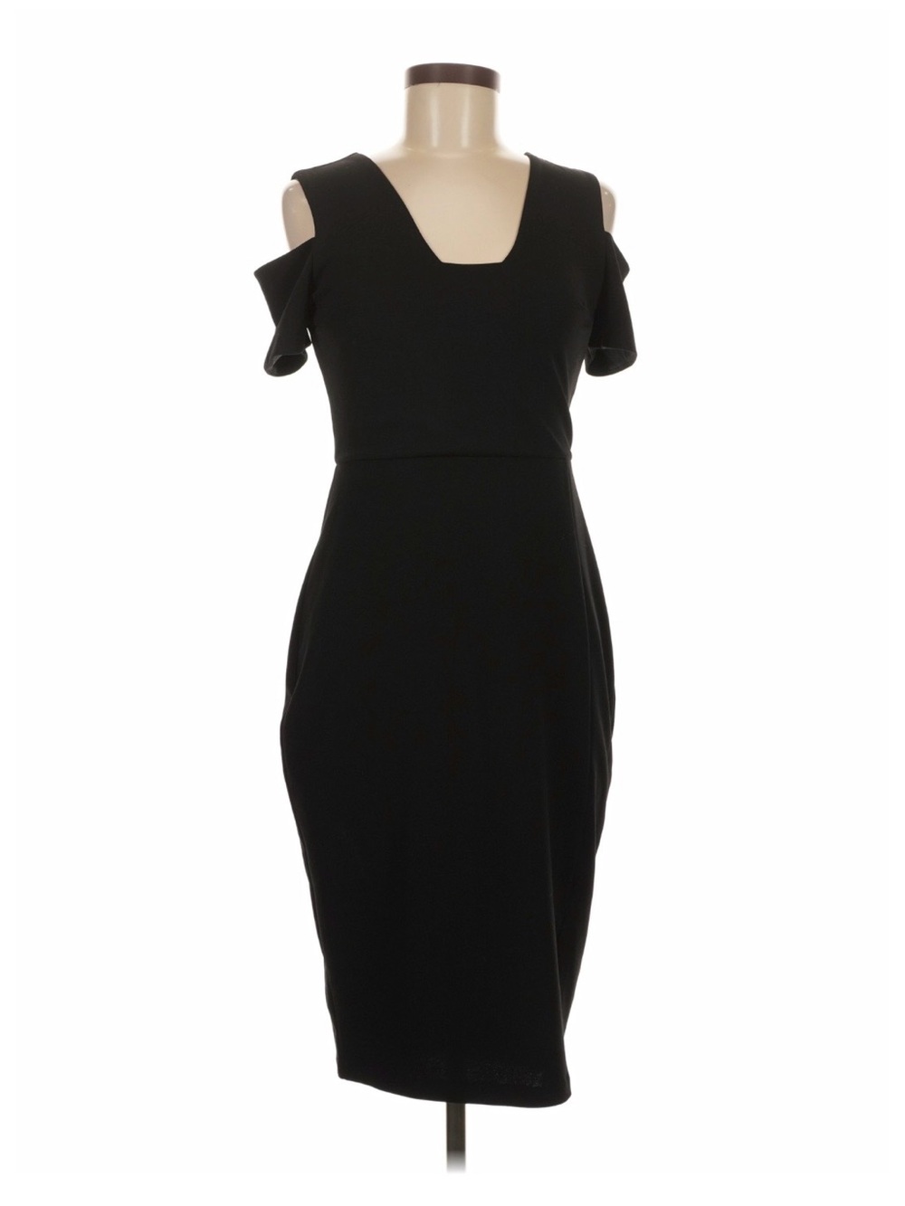 Express Black Cold-Shoulder Midi Sheath Dress
